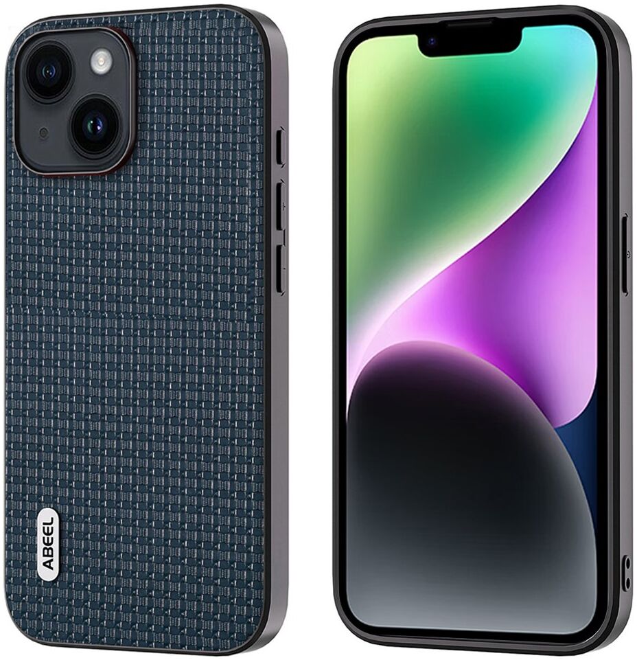 ABEEL Luxe Apple iPhone 14 Hoesje Back Cover Leer Blauw afbeelding 1