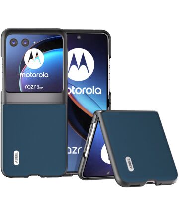 ABEEL Leren Motorola Razr 40 Ultra Hoesje Back Cover Leer Blauw Hoesjes