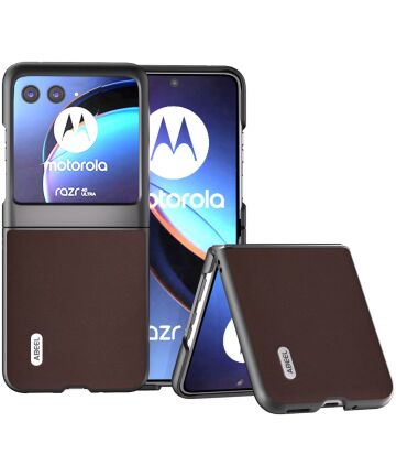 ABEEL Nappa Motorola Razr 40 Ultra Hoesje Leer Back Cover Coffee Hoesjes