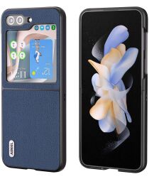 ABEEL Litchi Samsung Galaxy Z Flip 5 Hoesje Leer Blauw