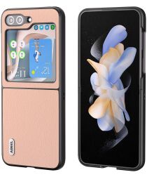 ABEEL Litchi Samsung Galaxy Z Flip 5 Hoesje Leer Roze