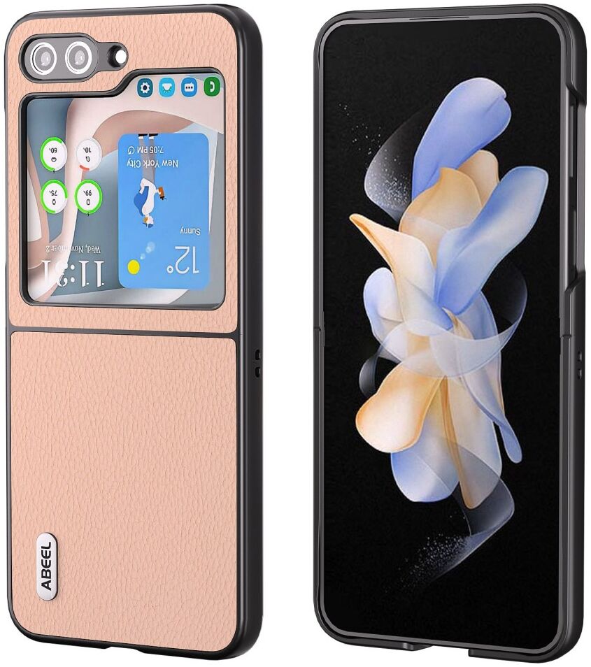 ABEEL Litchi Samsung Galaxy Z Flip 5 Hoesje Leer Roze afbeelding 1