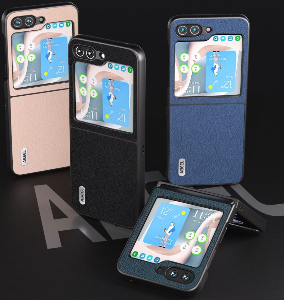 ABEEL Litchi Samsung Galaxy Z Flip 5 Hoesje Leer Roze afbeelding 5