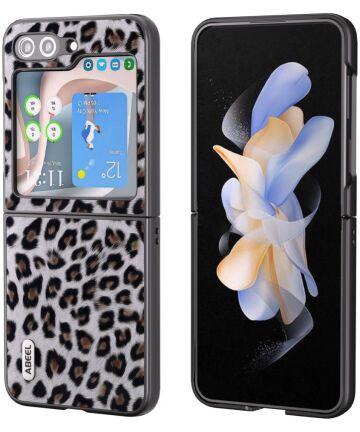 ABEEL Luipaard Samsung Galaxy Z Flip 5 Hoesje Back Cover Zilver Hoesjes