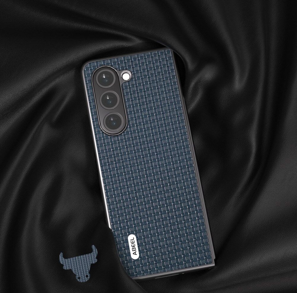 ABEEL Leren Samsung Galaxy Z Fold 5 Hoesje Leer Blauw afbeelding 3