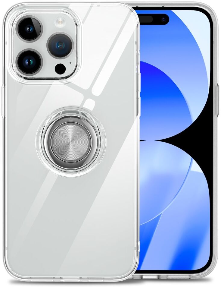 Apple iPhone 15 Pro Max Hoesje Magnetische Kickstand Ring Transparant afbeelding 2
