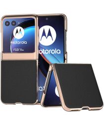 Motorola Razr 40 Ultra Hoesje Leer Back Cover Zwart