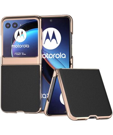 Motorola Razr 40 Ultra Hoesje Leer Back Cover Zwart Hoesjes