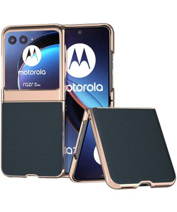 Motorola Razr 40 Ultra Hoesje Leer Back Cover Zwart Groen Hoesjes