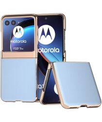 Motorola Razr 40 Ultra Hoesje Leer Back Cover Blauw