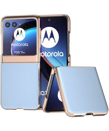 Motorola Razr 40 Ultra Hoesje Leer Back Cover Blauw Hoesjes