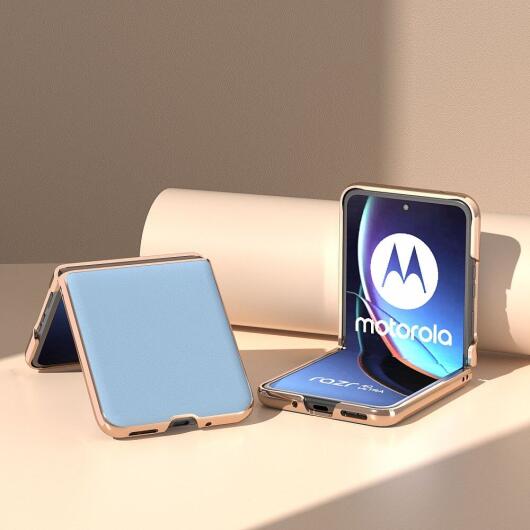 Motorola Razr 40 Ultra Hoesje Leer Back Cover Blauw afbeelding 3