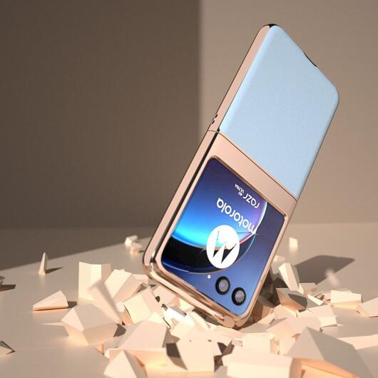 Motorola Razr 40 Ultra Hoesje Leer Back Cover Blauw afbeelding 5