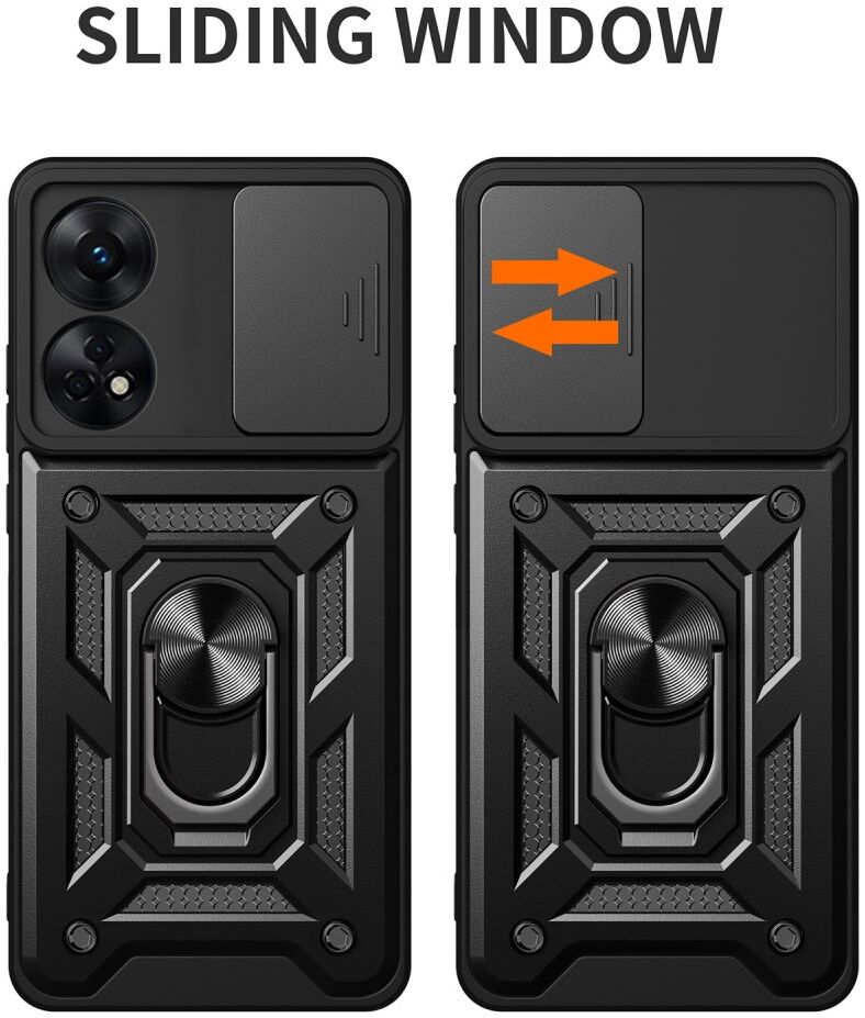 Oppo Reno8 T Hoesje met Camera Slider en Kickstand Ring Blauw afbeelding 2