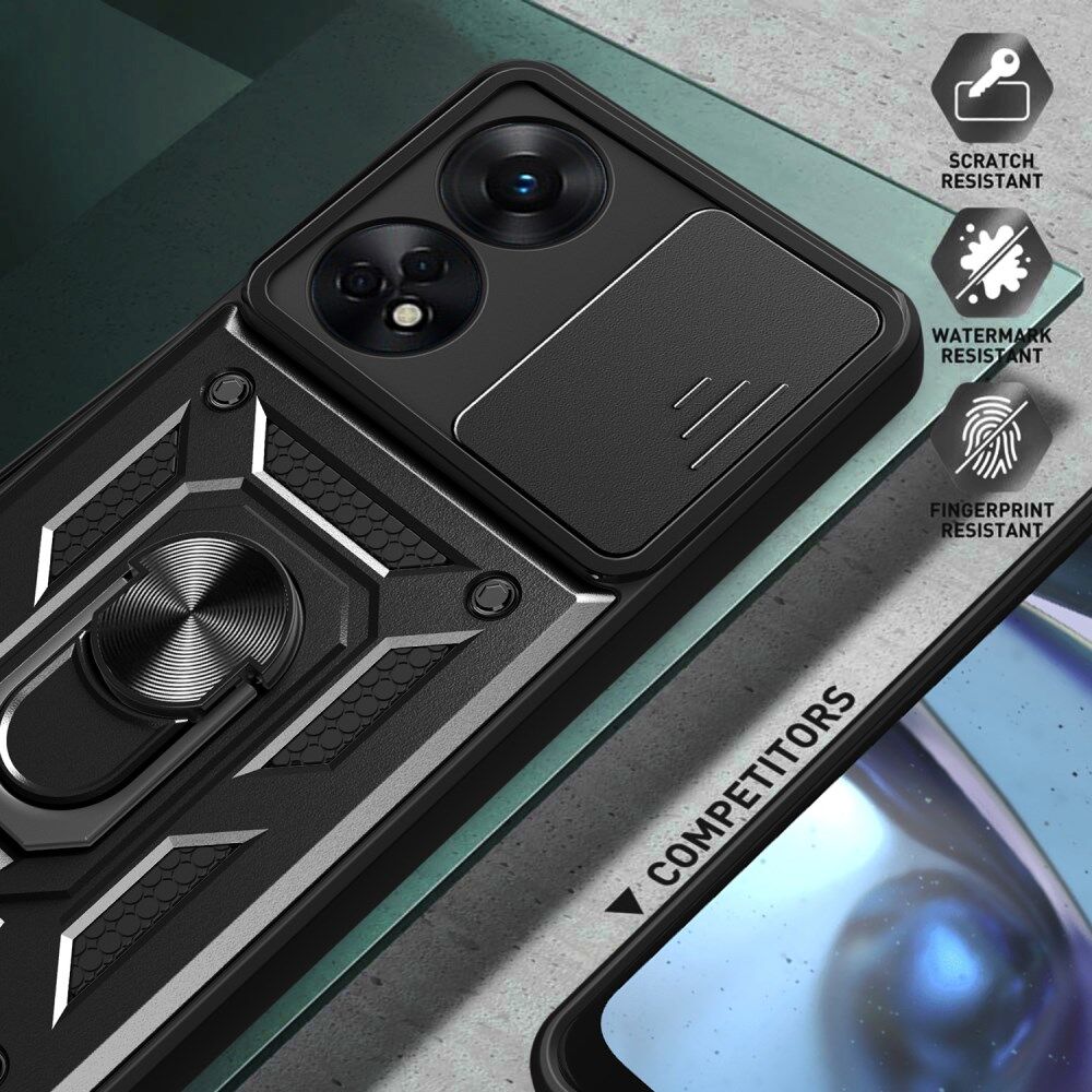 Oppo Reno8 T Hoesje met Camera Slider en Kickstand Ring Blauw afbeelding 5
