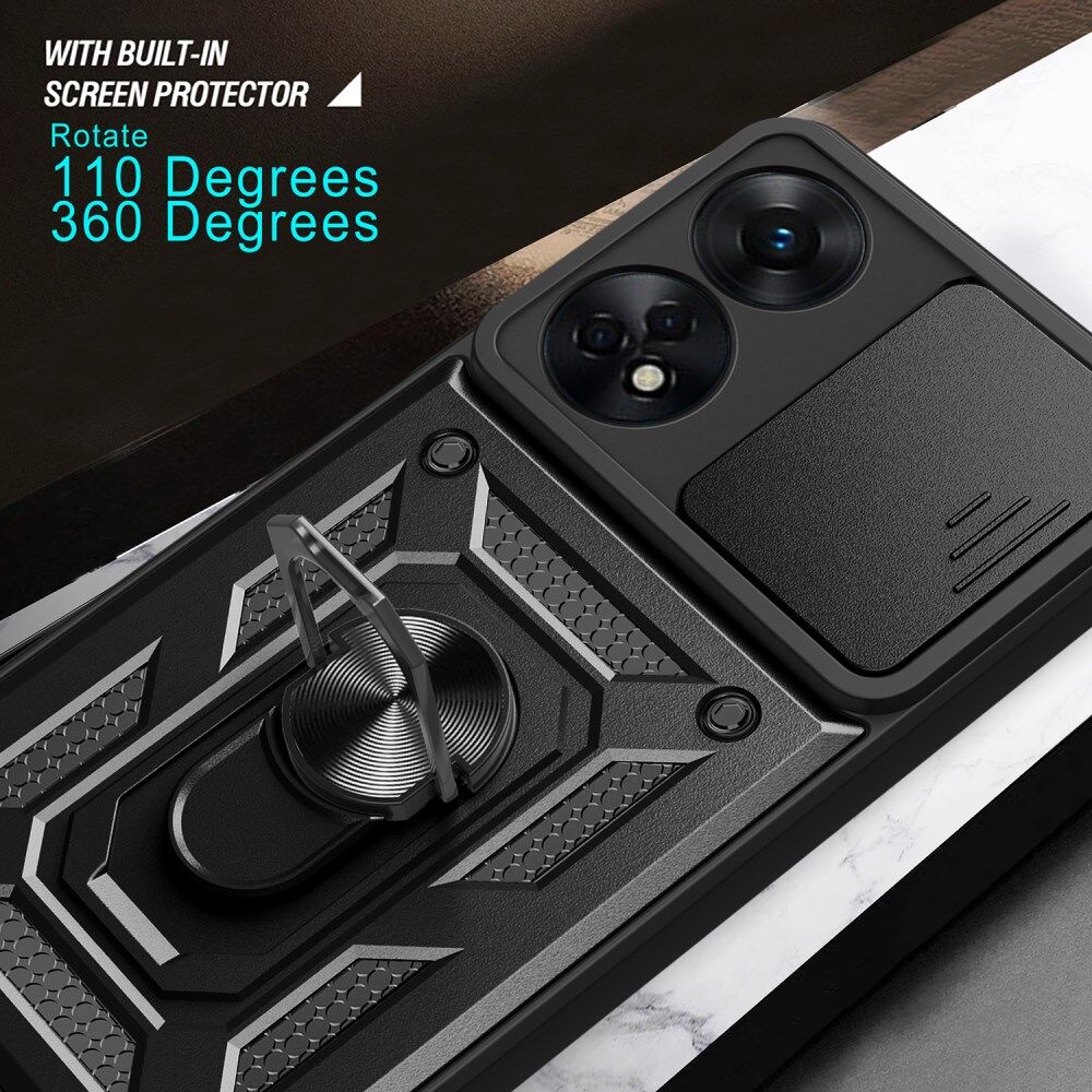 Oppo Reno8 T Hoesje met Camera Slider en Kickstand Ring Blauw afbeelding 8