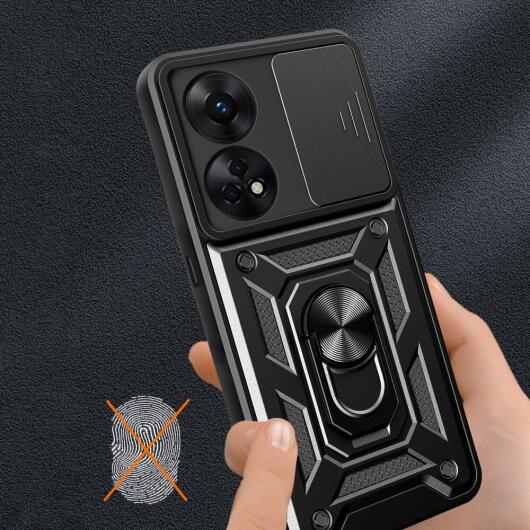 Oppo Reno8 T Hoesje met Camera Slider en Kickstand Ring Blauw afbeelding 6
