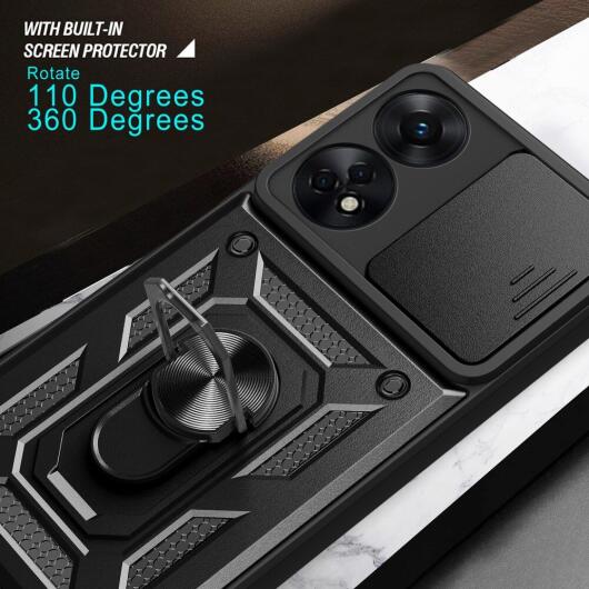 Oppo Reno8 T Hoesje met Camera Slider en Kickstand Ring Blauw afbeelding 8