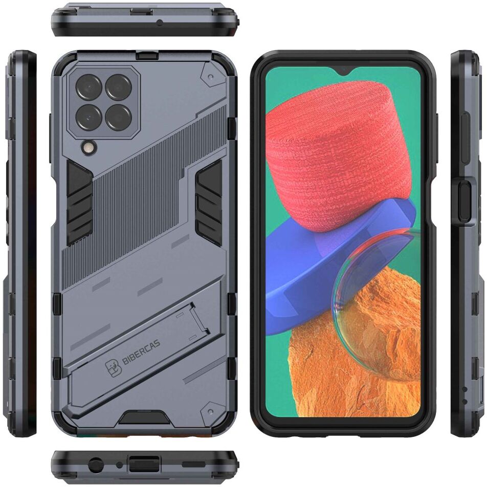 Samsung Galaxy M33 Hoesje Shockproof Kickstand Back Cover Blauw afbeelding 6