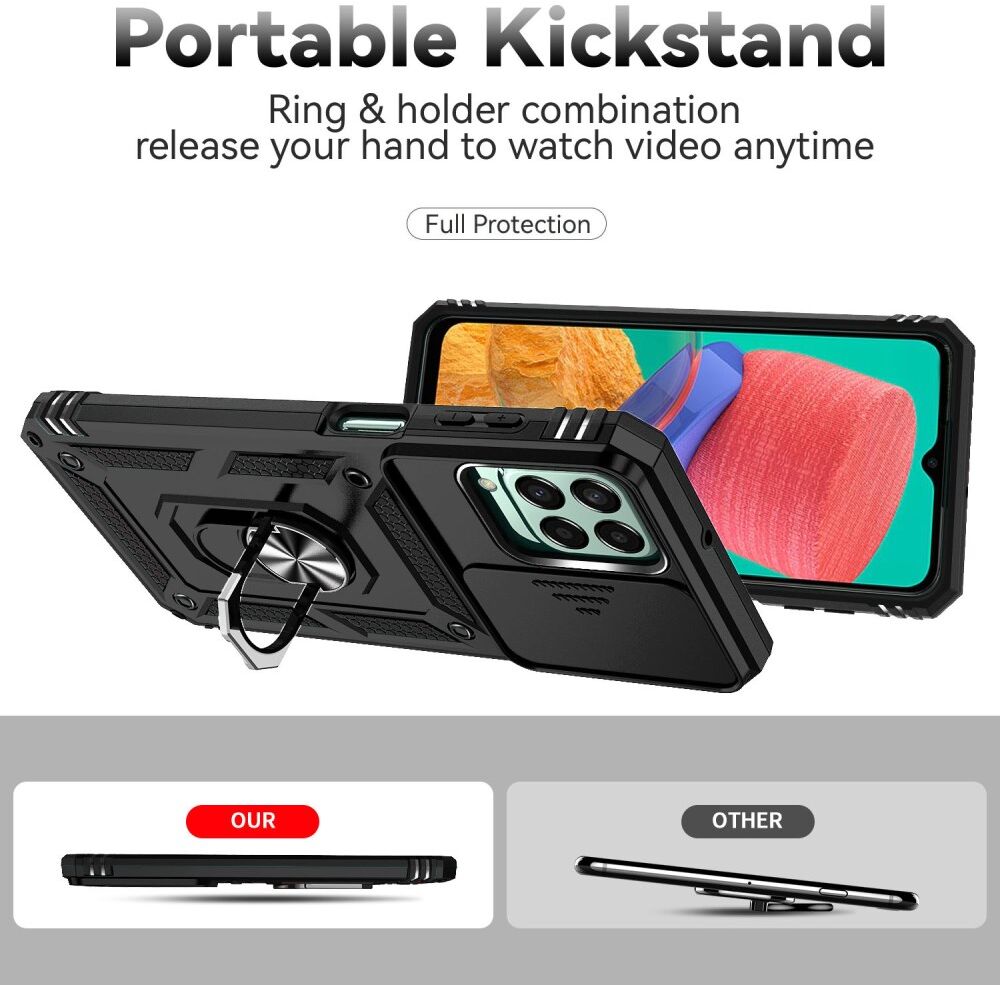Samsung Galaxy M33 Hoesje met Camera Slider en Kickstand Ring Zwart afbeelding 3