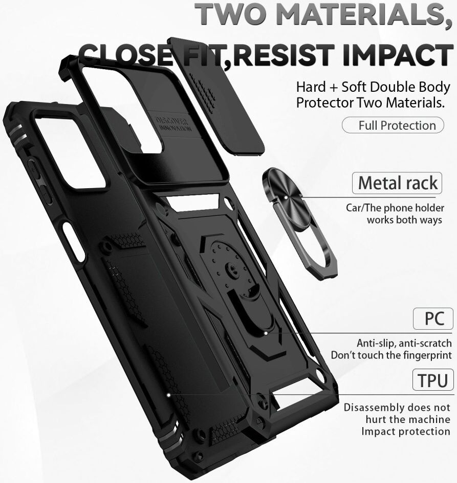 Samsung Galaxy M33 Hoesje met Camera Slider en Kickstand Ring Zwart afbeelding 7