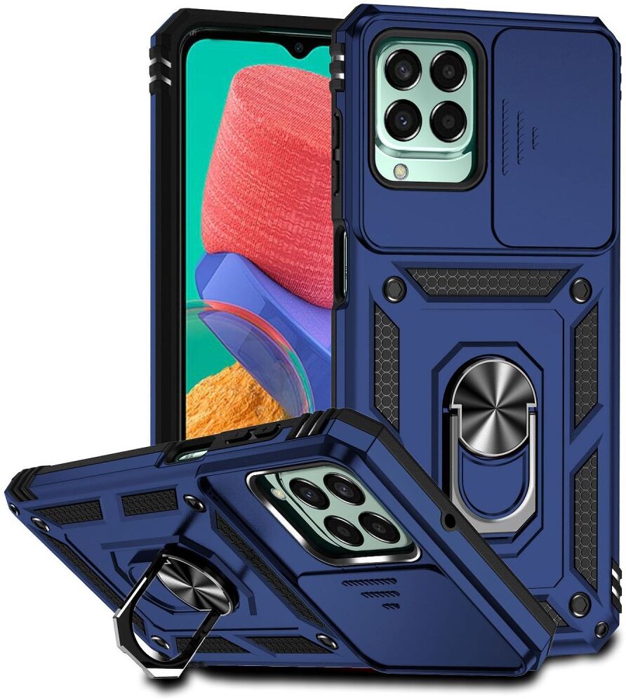 Samsung Galaxy M33 Hoesje met Camera Slider en Kickstand Ring Blauw afbeelding 1
