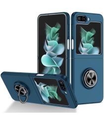 Samsung Galaxy Z Flip 5 Hoesje Magnetische Kickstand Ring Blauw