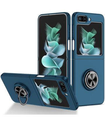 Samsung Galaxy Z Flip 5 Hoesje Magnetische Kickstand Ring Blauw Hoesjes