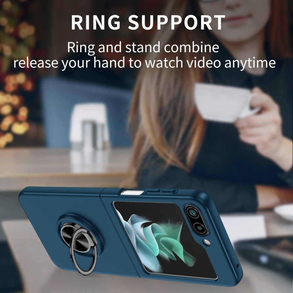 Samsung Galaxy Z Flip 5 Hoesje Magnetische Kickstand Ring Blauw afbeelding 5