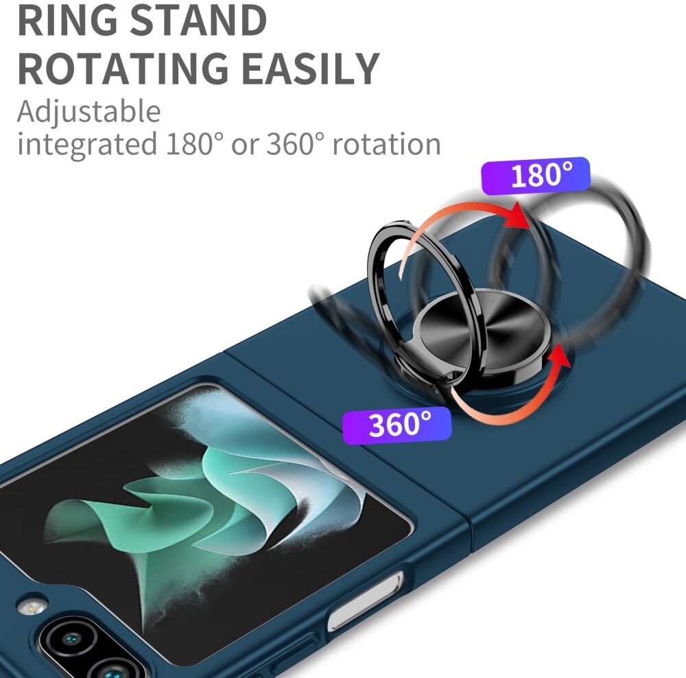 Samsung Galaxy Z Flip 5 Hoesje Magnetische Kickstand Ring Blauw afbeelding 6