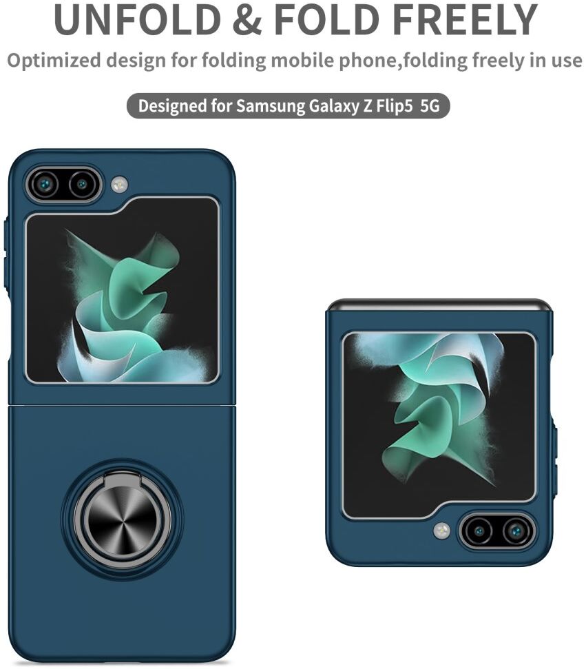 Samsung Galaxy Z Flip 5 Hoesje Magnetische Kickstand Ring Blauw afbeelding 7