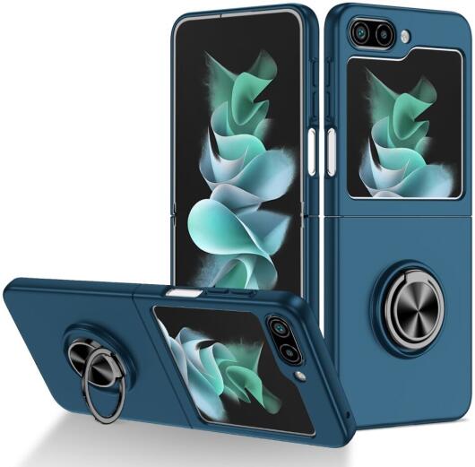 Samsung Galaxy Z Flip 5 Hoesje Magnetische Kickstand Ring Blauw afbeelding 1
