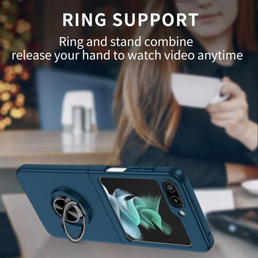Samsung Galaxy Z Flip 5 Hoesje Magnetische Kickstand Ring Blauw afbeelding 5