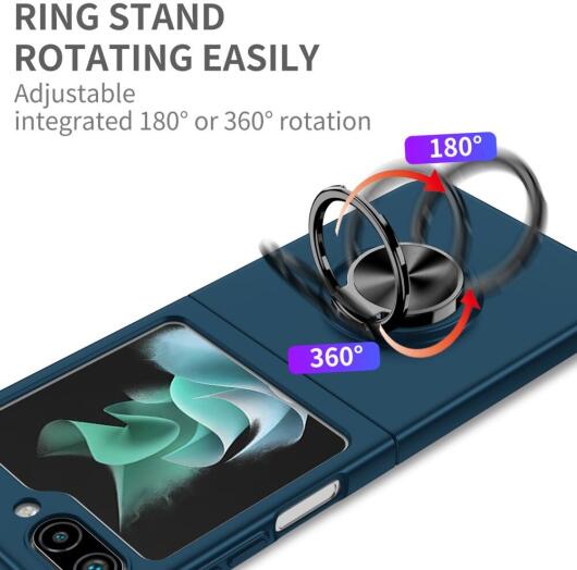 Samsung Galaxy Z Flip 5 Hoesje Magnetische Kickstand Ring Blauw afbeelding 6