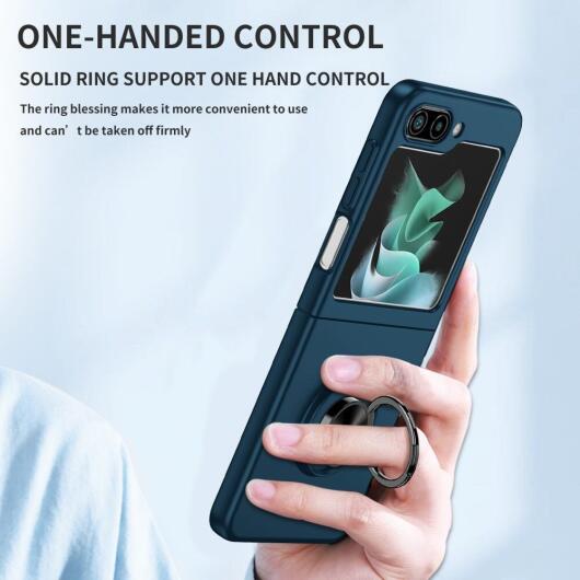 Samsung Galaxy Z Flip 5 Hoesje Magnetische Kickstand Ring Blauw afbeelding 9