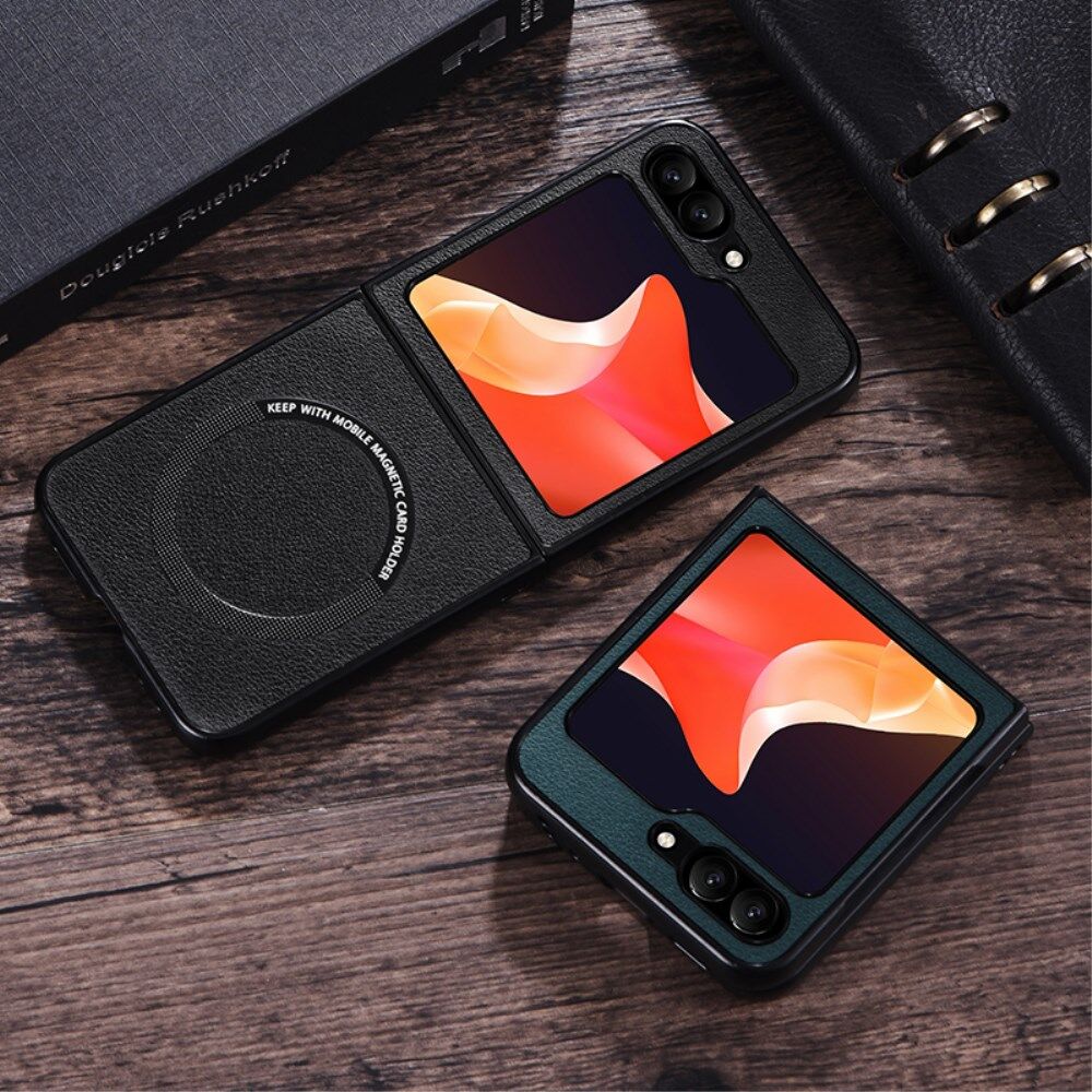 Samsung Galaxy Z Flip 5 Hoesje MagSafe Kunstleer Back Cover Rood afbeelding 3