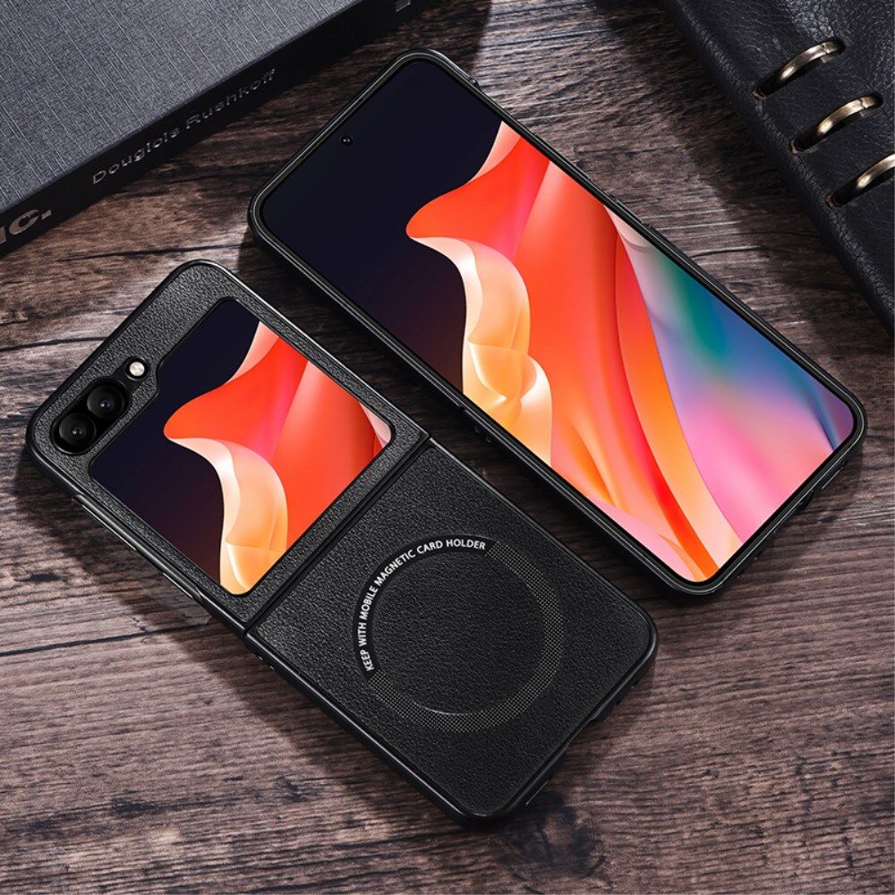 Samsung Galaxy Z Flip 5 Hoesje MagSafe Kunstleer Back Cover Rood afbeelding 4