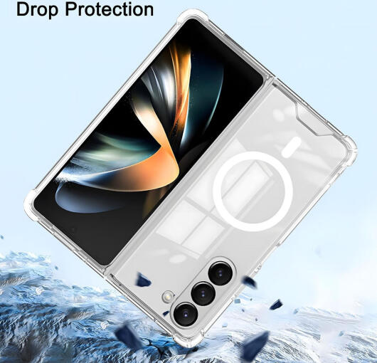 Samsung Galaxy Z Fold 5 Hoesje met MagSafe Back Cover Transparant afbeelding 3