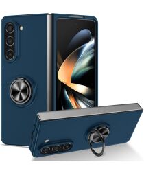 Samsung Galaxy Z Fold 5 Hoesje Magnetische Kickstand Back Cover Blauw