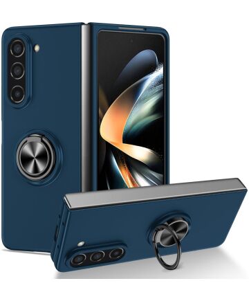 Samsung Galaxy Z Fold 5 Hoesje Magnetische Kickstand Back Cover Blauw Hoesjes