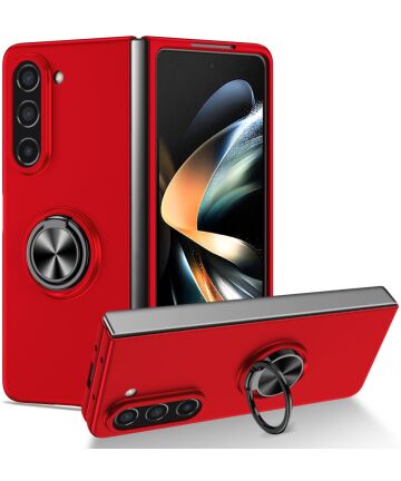 Samsung Galaxy Z Fold 5 Hoesje Magnetische Kickstand Back Cover Rood Hoesjes