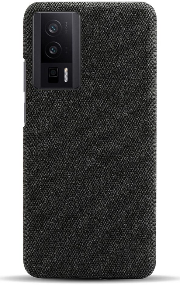 Xiaomi Poco F5 Pro Hoesje met Stoffen Afwerking Back Cover Zwart afbeelding 3