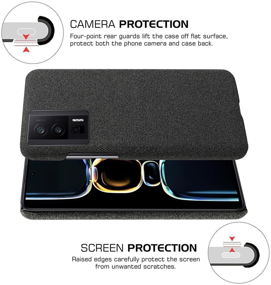 Xiaomi Poco F5 Pro Hoesje met Stoffen Afwerking Back Cover Zwart afbeelding 5