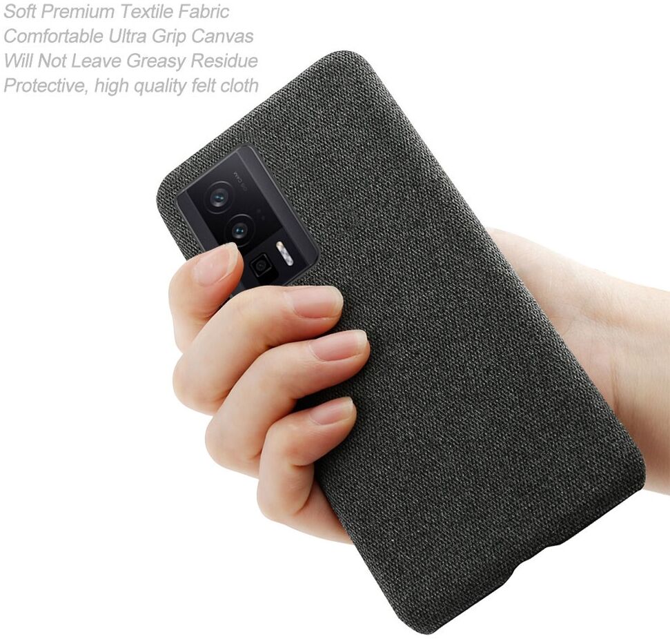 Xiaomi Poco F5 Pro Hoesje met Stoffen Afwerking Back Cover Zwart afbeelding 6