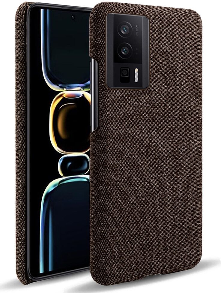 Xiaomi Poco F5 Pro Hoesje met Stoffen Afwerking Back Cover Bruin afbeelding 1