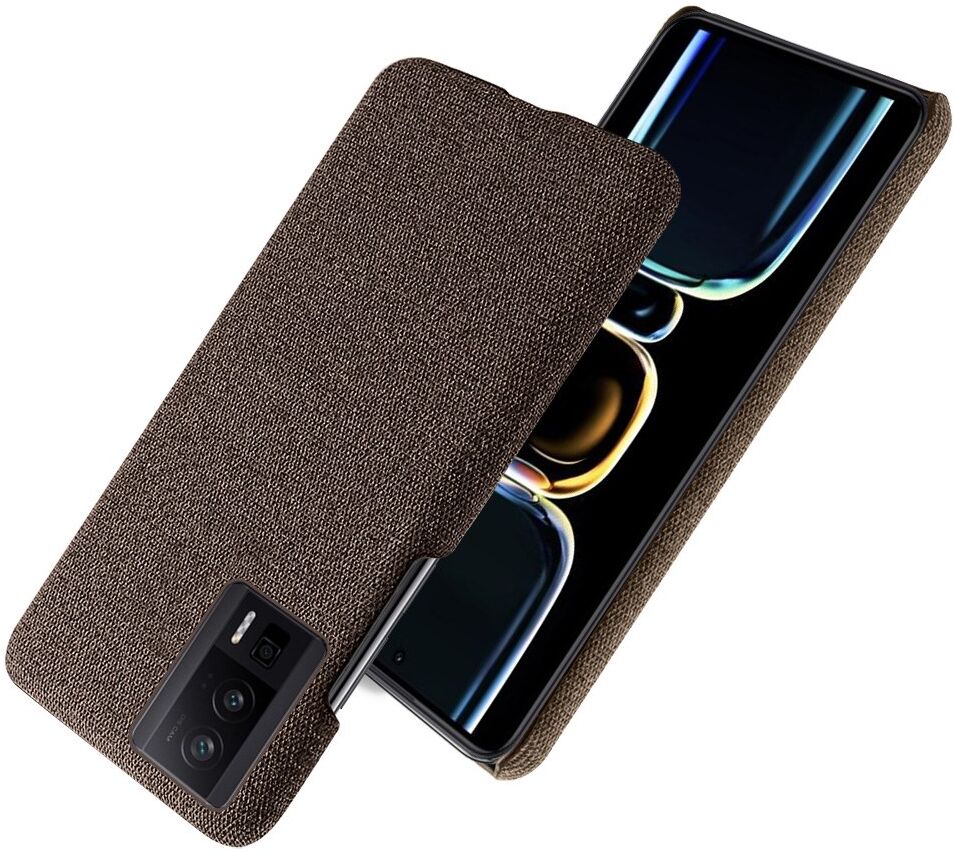 Xiaomi Poco F5 Pro Hoesje met Stoffen Afwerking Back Cover Bruin afbeelding 2