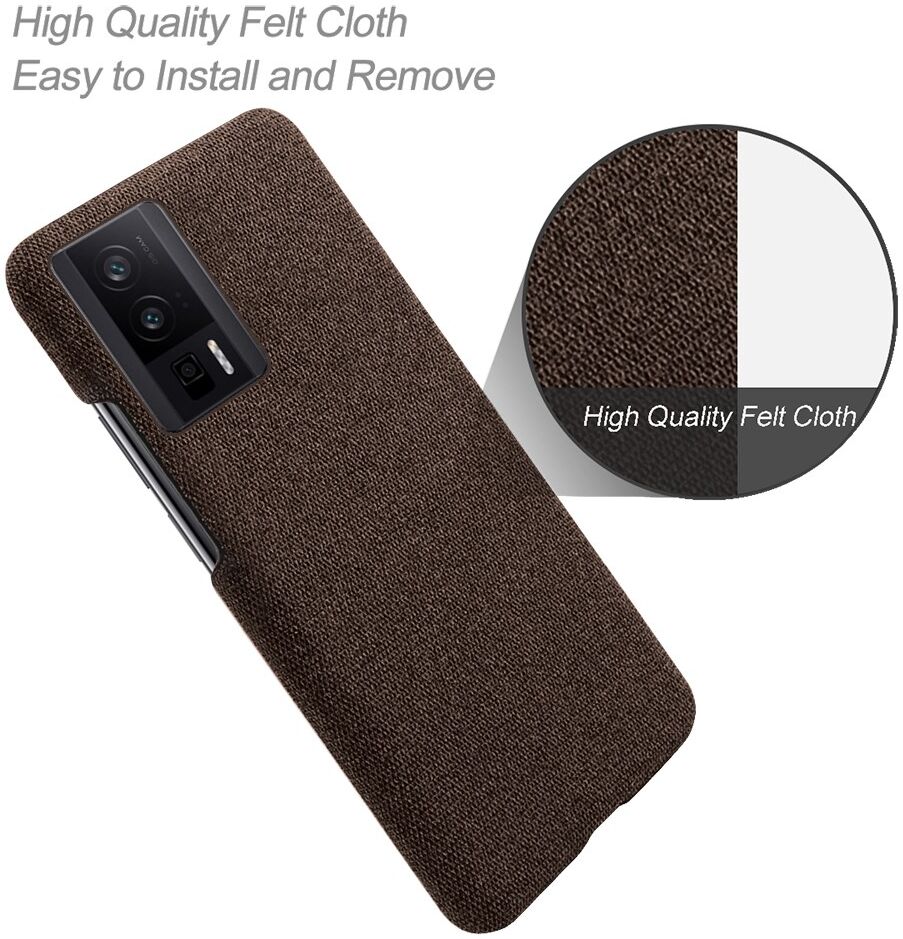 Xiaomi Poco F5 Pro Hoesje met Stoffen Afwerking Back Cover Bruin afbeelding 4
