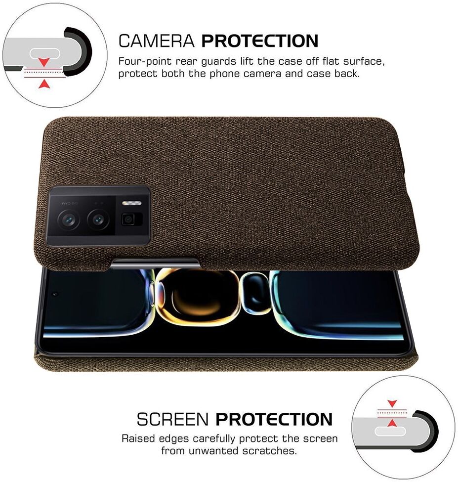 Xiaomi Poco F5 Pro Hoesje met Stoffen Afwerking Back Cover Bruin afbeelding 5