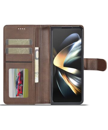 LC.IMEEKE Samsung Galaxy Z Fold 5 Hoesje Portemonnee Book Case Bruin Hoesjes