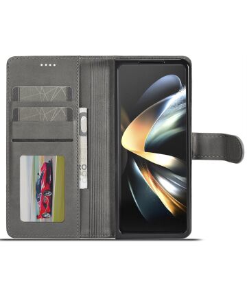 LC.IMEEKE Samsung Galaxy Z Fold 5 Hoesje Portemonnee Book Case Grijs Hoesjes